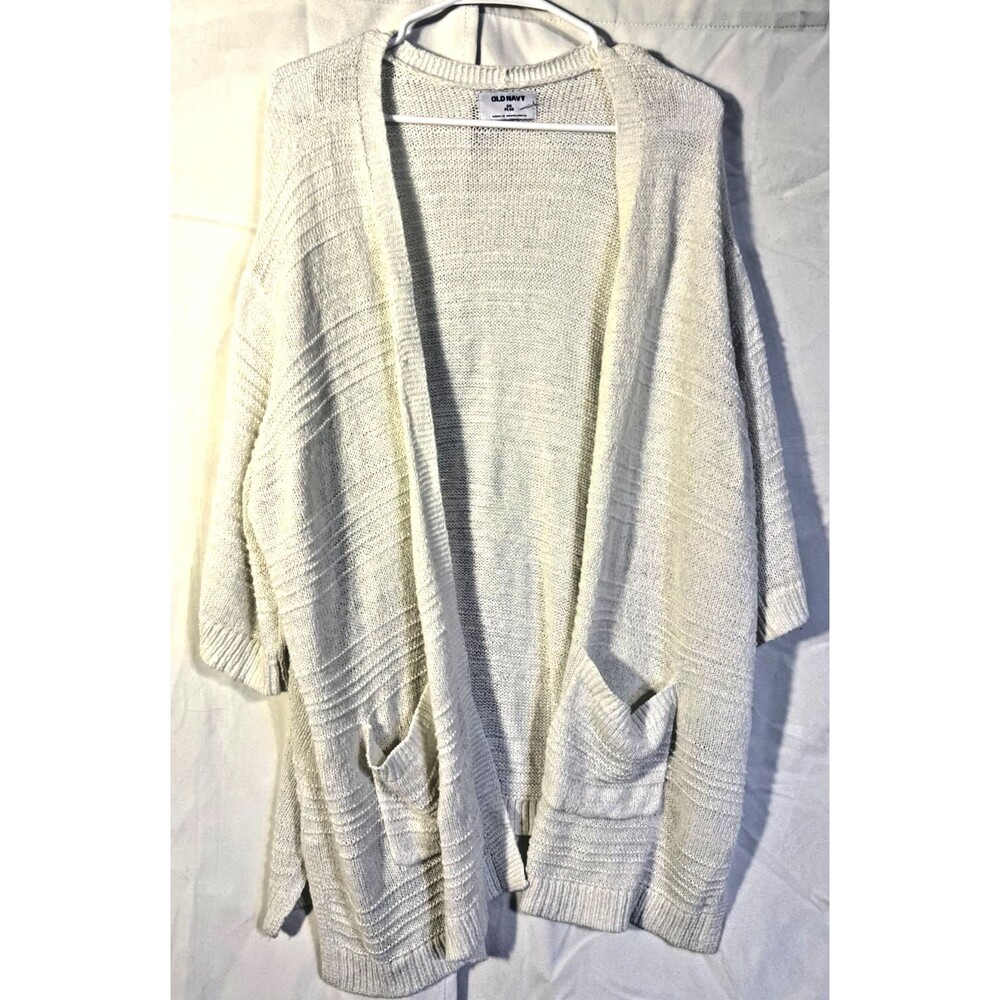 White Knit Cardigan Women's Plus 2X Old Navy Coastal Cowgirl Grandma Office Boho